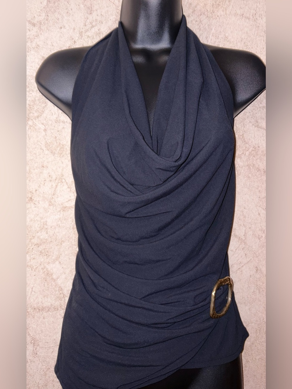Zara Black Halter Top with Side Buckle Detail